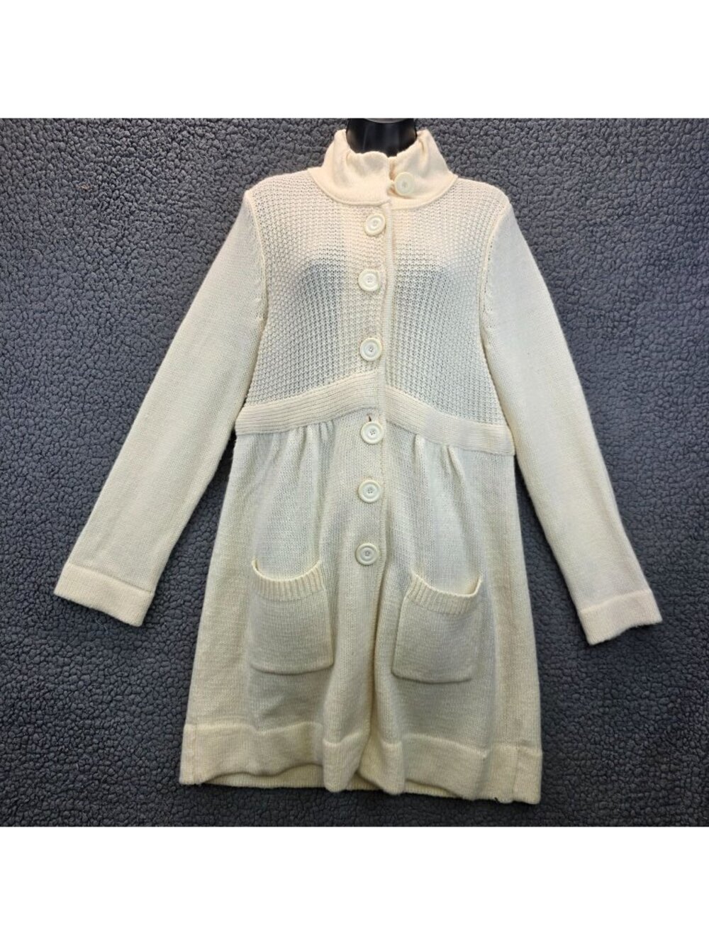 Hannah Wool Blend Cardigan L Cream Minimalist Quiet Luxury Lagenlook Cottagecore
